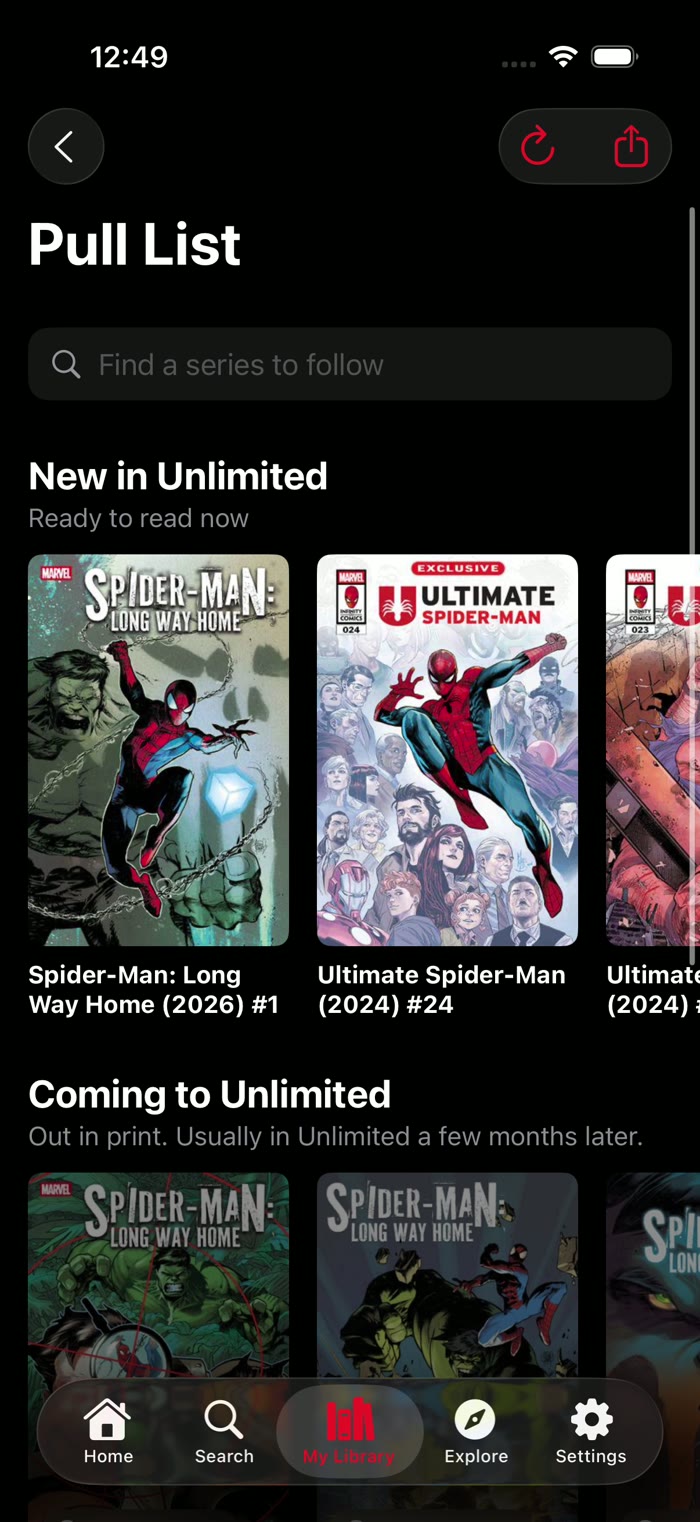 Pull list on iPhone