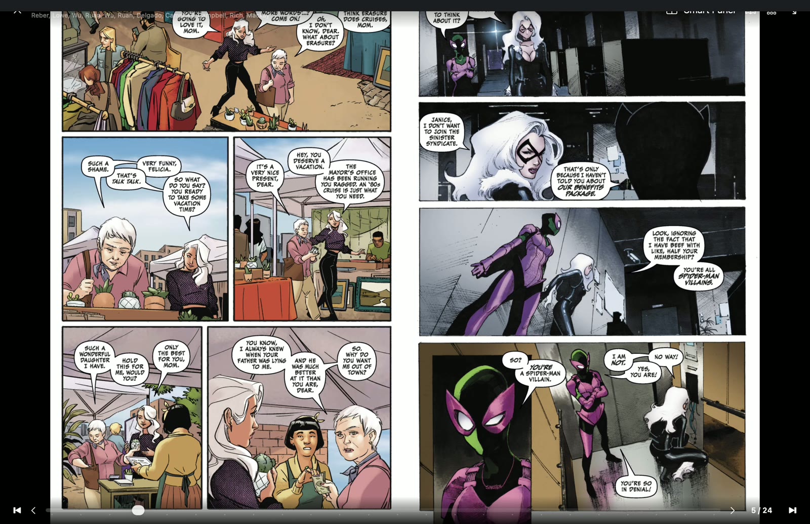 Two-page spread in the Prowl reader